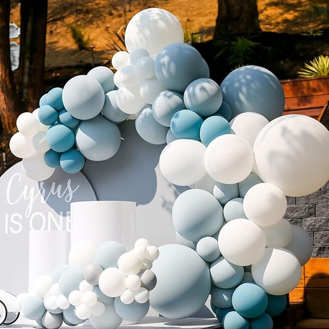 Voircoloria 130pcs Dusty Blue Balloons Different Sizes 18" 12" 10" 5" Slate Blue Balloons for Boys Girls Baby Shower Wedding Anniversary Graduation Engagements Birthday Party Decorations