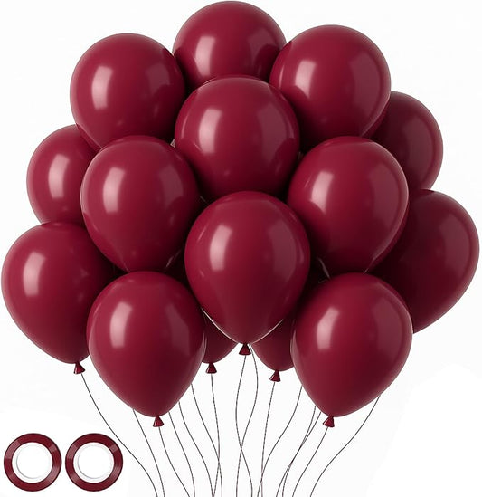 Voircoloria 105pcs Burgundy Balloons 12inch Maroon Party Latex Balloons for Birthday, Graduation, Baby Shower,Wedding, Anniversary Valentines Party Decorations