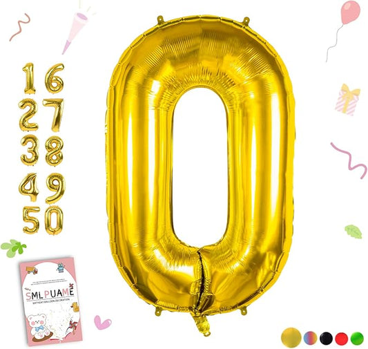 40 inch Number Balloon 0-9 Gold Large Number 0 Balloons,Digital Balloons for Birthday Party Celebration Decorations Supplies, Helium Foil Number Balloons for Wedding Anniversary