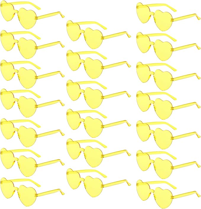 20 Pairs Heart Shaped Sunglasses Bulk, Colorful Rimless Fun Heart Sunglasses for Women Party Favors