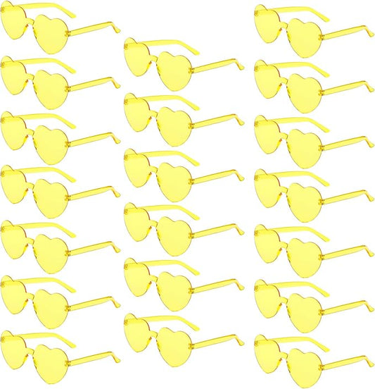 20 Pairs Heart Shaped Sunglasses Bulk, Colorful Rimless Fun Heart Sunglasses for Women Party Favors