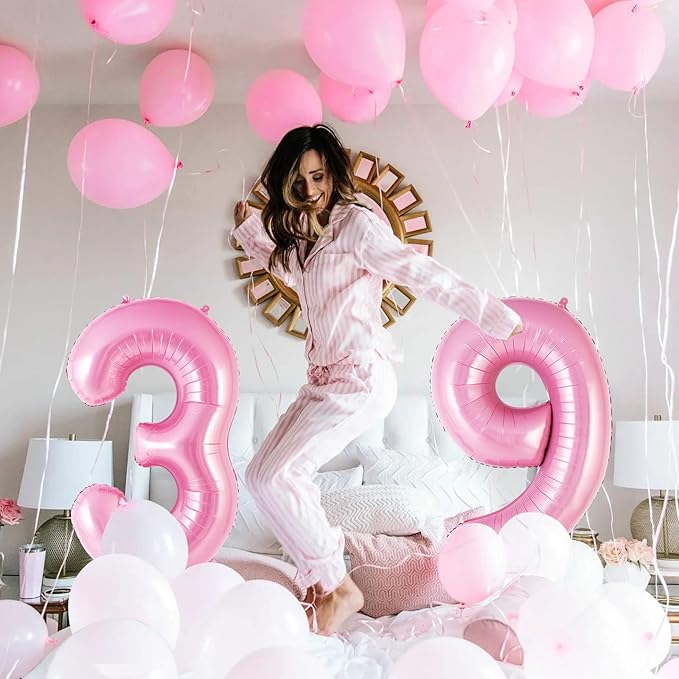 Pink Number 9 Balloon 40 Inch, Big Large Foil Helium Number Balloons, Jumbo Giant Mylar Number 9 Balloons for 9 Year Old Birthday Party Decorations Supplies Anniversary Celebration