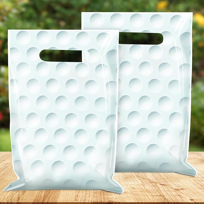 50 Pieces Golf Gift Bags with Handle, Plastic Treat Candy Bag Sport Favor Bags For Kids Birthday Party Decoration Supplies