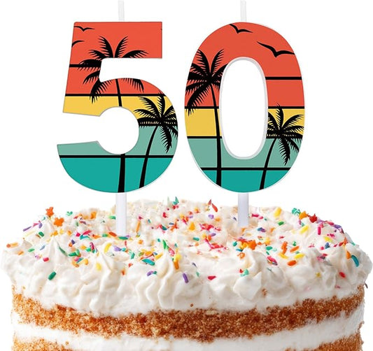 Conelist 50th Birthday Candles for Cake Vintage 1976 Cake Topper Retro 50th Happy Birthday Party Decorations for Men Women 1976, 2 Pack Number 50 Candle for 50 Years Wedding Anniversary Party Supplies