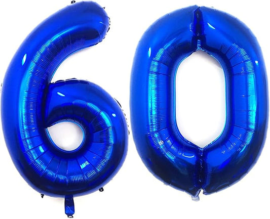 40 Inch Navy Blue 60 Number Balloons Giant Jumbo Huge 60 Foil Mylar Helium Number Digital Balloons Dark Blue Birthday Mylar Digital Balloons 60 Birthday Party 60th Anniversary Events Party Decorations