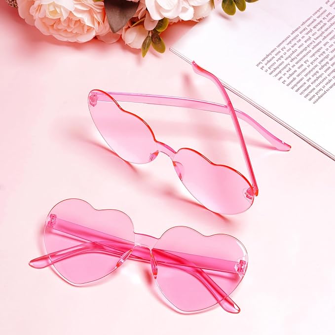 30 Pcs Heart Shape Sunglasses Frameless Transparent Glasses Get-Together Favors for Women