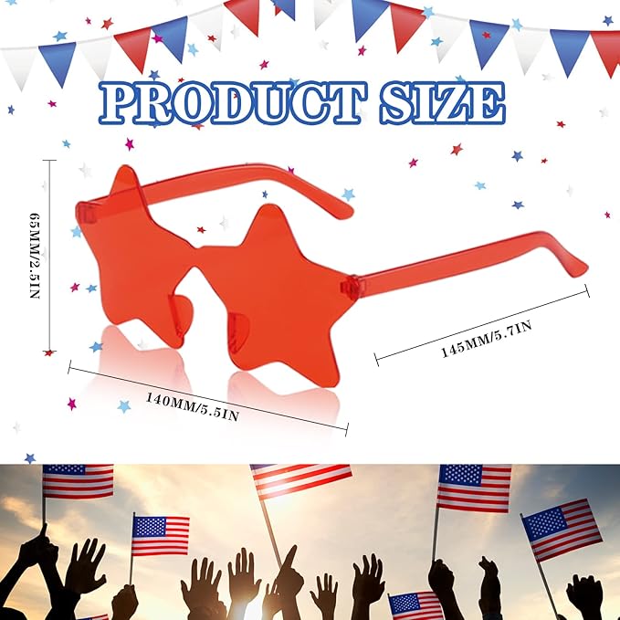 SUNOVELTIES 16/48 Star Rimless Sunglasses Irregular One Piece Colored Party Glasses Transparent Fun sunglasses for Teen Adult