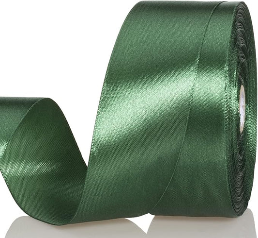 YASEO 1 1/2 Inch Dark Green Solid Satin Ribbon, 50 Yards Craft Fabric Ribbon for Gift Wrapping Floral Bouquets Wedding Party Decoration