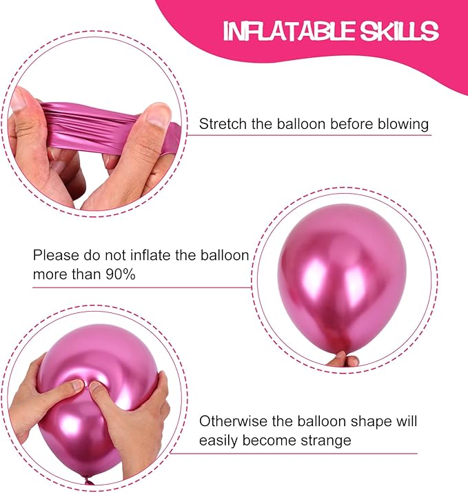 RUBFAC Pink Balloons Set, Hot Pink Latex Party Balloons Kit 65pcs for Birthday, Wedding, Baby Shower, Mother's Day, Party Decoration