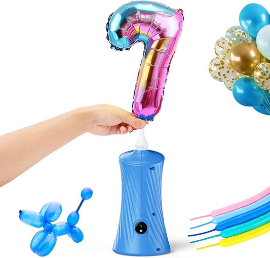 Balloon Pump Electric Balloon Pump Air Balloon Pump Balloon Blower Machine Portable Long Animal Blower Machine Blue/Orange/Pink/Purple Electric Balloon Pump Inflator for Party/Wedding/Birthday Decor