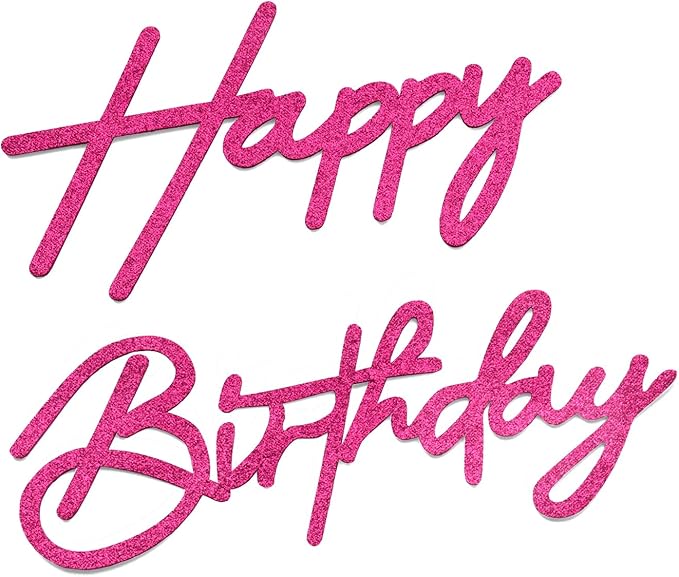 Glitter Hot Pink Happy Birthday Sign for Arch Backdrop - Felt Happy Birthday Letters for Balloon Arch Removable Reusable Large Signs for Boys Girls Women Party Wall Decor