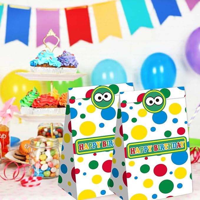 Zliisang 16PCS Cartoon Party Favor Bags Colorful Goodie Gift Bags for Kids Birthday Party Gift Supplies Happy Birthday Party Decorations