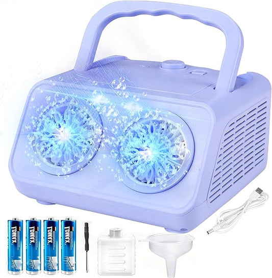 Bubble Machine with Dual Fans, 20,000+ Bubbles Per Minute, USB-C or AA Battery Powered,Leak-Proof Sealed Bottle,Portable Bubble Maker for Birthday Party Pool Wedding Outdoor