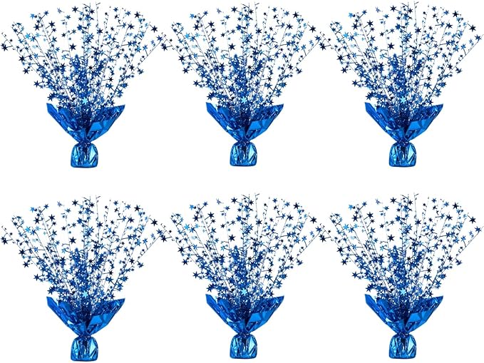 6 Pack Metallic Foil Spray Centerpiece Stars for Wedding, Birthday, Anniversary, Christmas Table Decor, Holiday Festival Baby Shower Graduation Mantle Party Decorations (Dark Blue)
