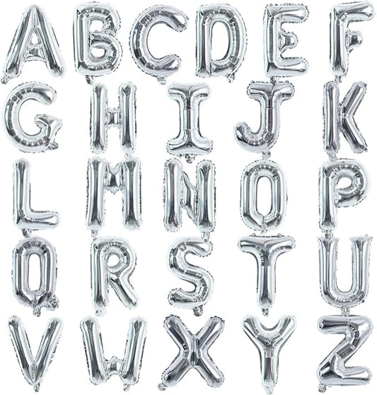 TONIFUL 52 Pieces 16 Inch Silver Letter A-Z Balloons,Custom Phrase Mylar Foil Alphabet Letter DIY Personalized Phrase Banner for Birthday Anniversary Celebration Graduation Party Supplies Decoration
