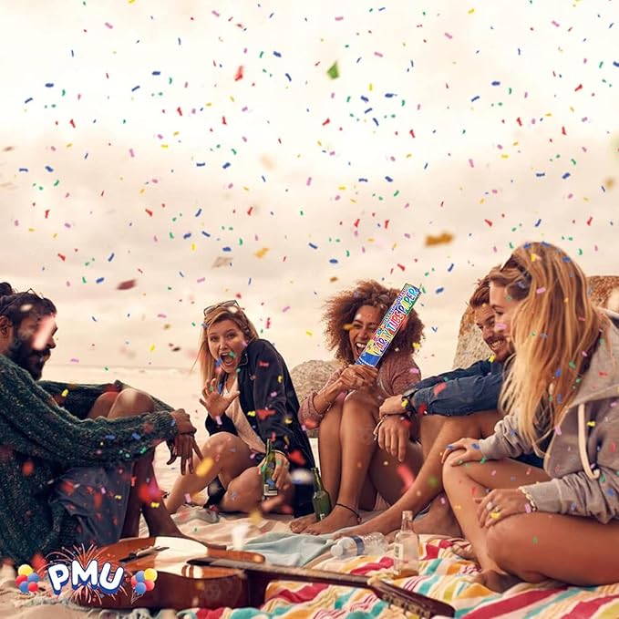 PMU Cannons Party Poppers - Confetti Blaster for Drive-by Birthdays-Celebrations, Graduation, Wedding, Christmas, New Year’s Eve - Party Poppers Confetti Shooters - 12 inch, Pkg/6
