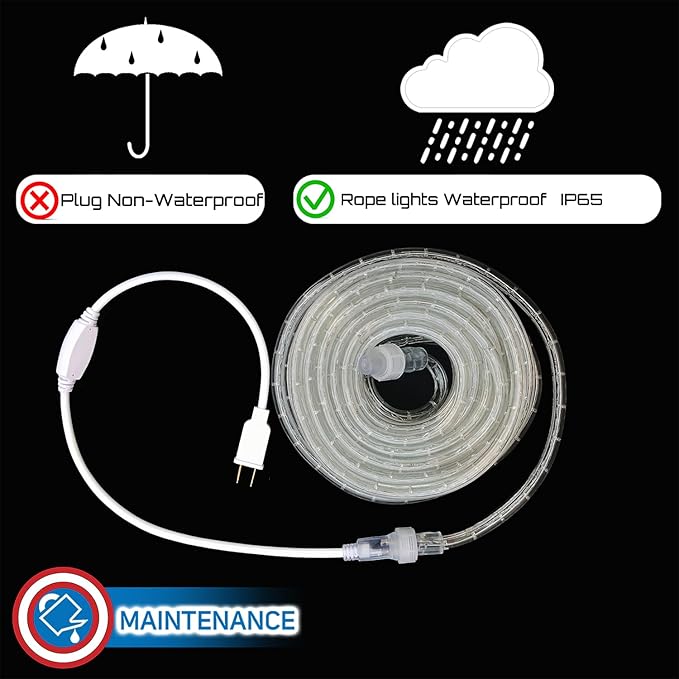 Russell Decor Rope Lights 60ft RGB Color Changing Waterproof Flexible Party Wedding Christmas Indoor Outdoor Decoration
