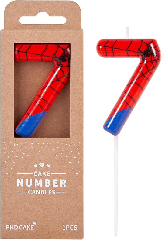 PHD CAKE 2.76 Inch Number 7 Spider Birthday Candles, Spider Cartoon Themed Number Candles, Cake Number Candles, Party Celebration