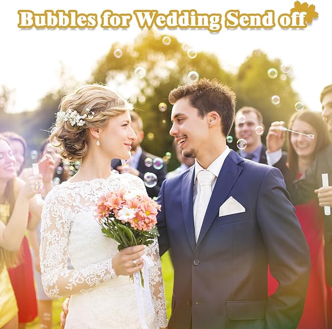 Bulk Mini Bubble Wands for Wedding 100 Count, Party Favors Supplies for Guest, Wedding Reception Send Off Activities Games for Kids & Adults, Non Candy Gift Bag Ideas Stuff for Engagement Anniversary