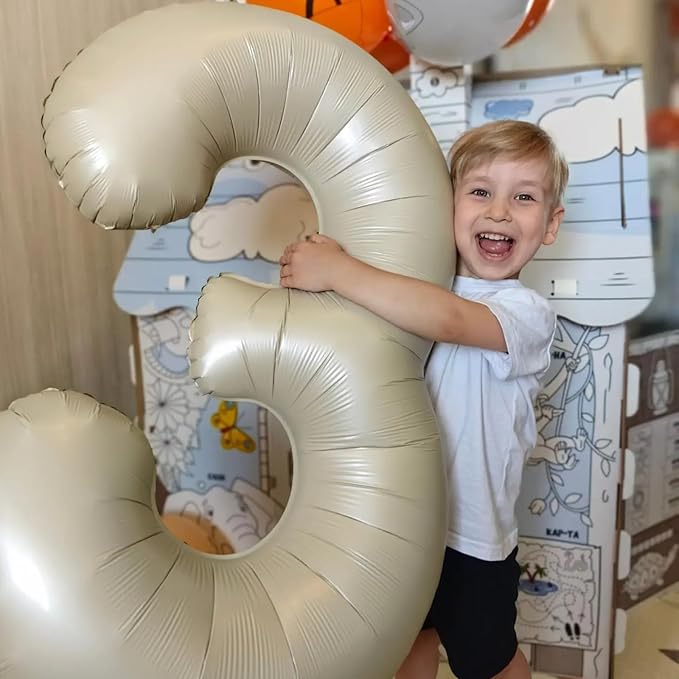 Biapian 40 Inch Cream Number 30 Balloon, 30th Birthday Balloons, Big Digital 30 Beige White Giant 30 Foil Balloon Helium for Men Women 30th Birthday Decorations Anniversary Baby Shower Party Supplies