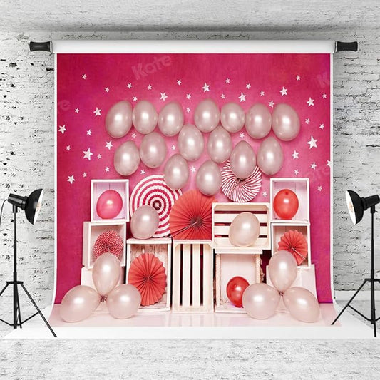 Kate 10x10ft Hot Pink Background for Photography Ballon Babyshower Background Birthday Party Decoration Backdrop