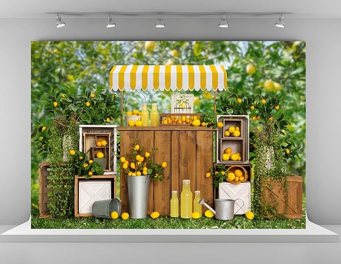 Kate 7x5ft Summer Lemon Shop Backdrops for Photography Lemonade Theme Party Decoration Background Sweet Baby 1st Birthday Party Studio Backdrop