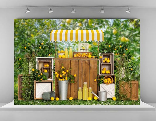 Kate 7x5ft Summer Lemon Shop Backdrops for Photography Lemonade Theme Party Decoration Background Sweet Baby 1st Birthday Party Studio Backdrop