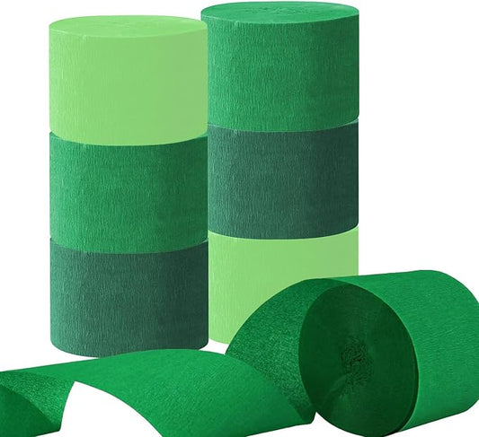 CC wonderland zone 6 Rolls Green Crepe Paper Streamers for Baby Shower Forest St. Patrick's Day Party Decoration-4.5CMx25M