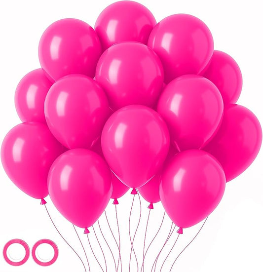 Voircoloria 105pcs Hot Pink Balloons 12inch Dark Pink Balloons for Birthday Graduation Baby Shower Wedding Anniversary Princess Theme Party Valentine's Day Decorations