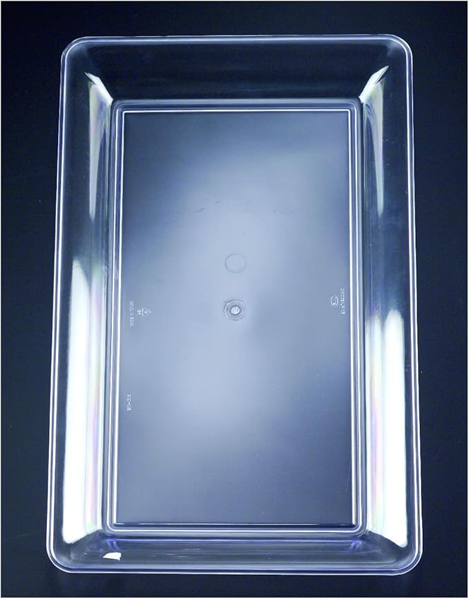 4 Rectangle Clear Plastic Serving Trays - Heavy Duty 12" x 18" Platters for Food, Decorative, Wedding, Party - Great Disposable