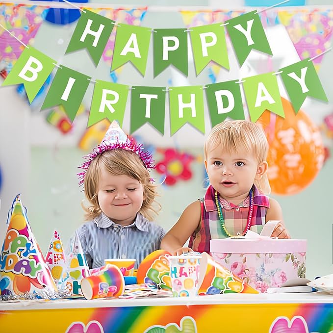 Happy Birthday Banner-Birthday Flag Bunting for Birthday Party Backdrop Decor, Happy Birthday Sign Party Supplies for Girls Boys Kids and Women Hanging Decorations (Green)