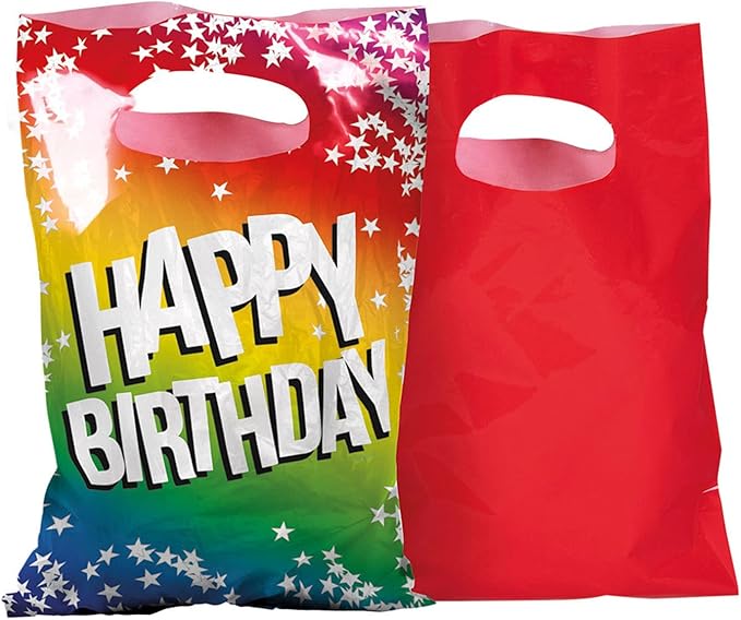 Set 6 PE party bags 'Happy Birthday' (23 x 15 cm)