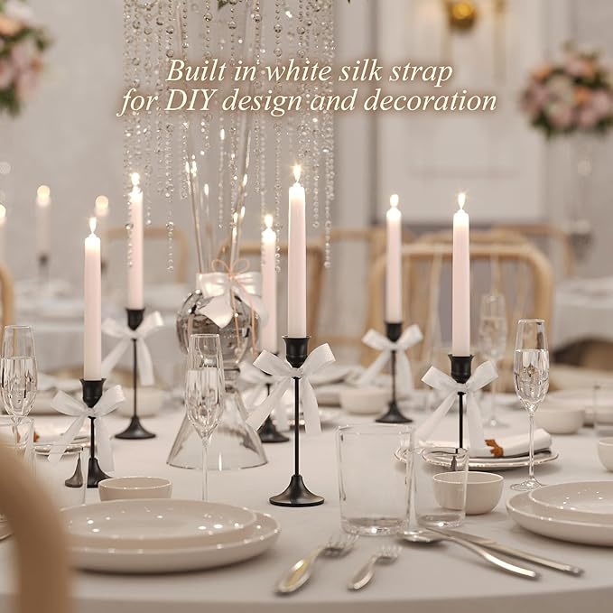 FSyueyun 6 Pcs Black Candle Holder, Elegant Metal Taper Candle Holders Set, Modern Candlestick Holders for Table Centerpiece, Fireplace Mantel, Wedding, Christmas Home Decor and Housewarming Gift