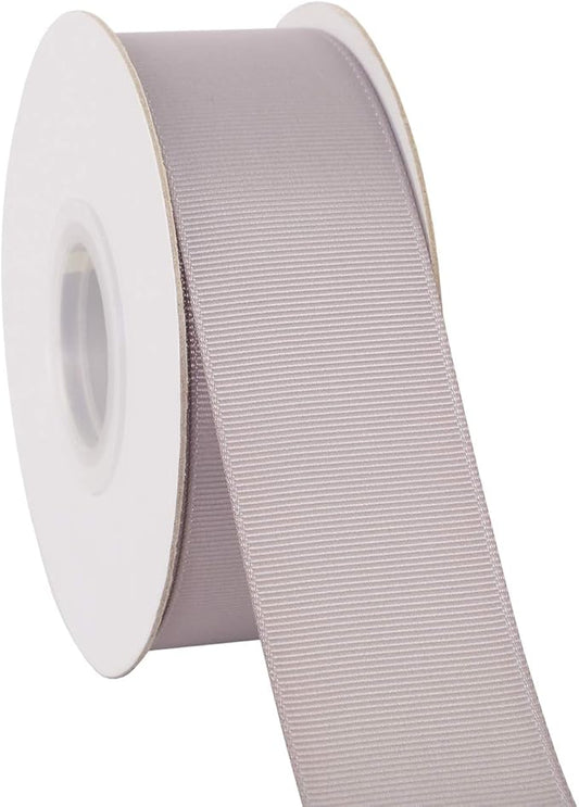 Ribbonitlux 1.5" Wide Solid Grosgrain Ribbon 25 Yards (012-Silver）, Set for Gift Wrapping, Party Decor, Sewing Applications, Wedding and Craft