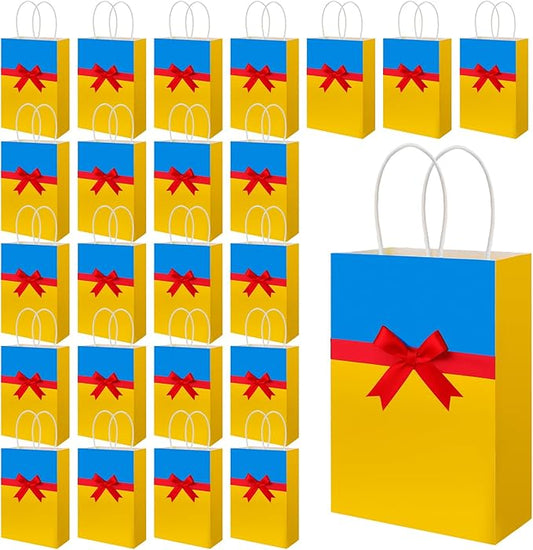Humyoun 24pcs Princess Gift Bags with Bow Reusable Goodie Bags with Handles Candy Treat Accessories for Princess Kids Birthday Party Favors Decoration Supplies, 6.3 x 8.7 Inch