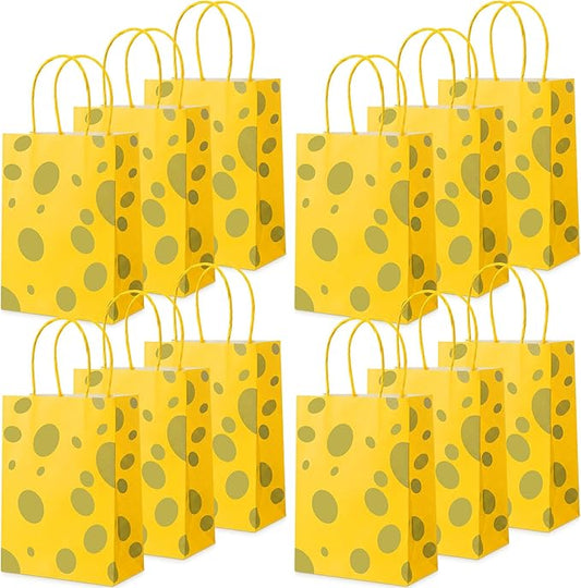 Humyoun 30 Pcs Yellow Sponge Party Favors Gift Bags Cartoon Goodie Candy Treat Bags with Handles Birthday Supplies Decorations, 8.3 x 5.9 x 3.2 Inch