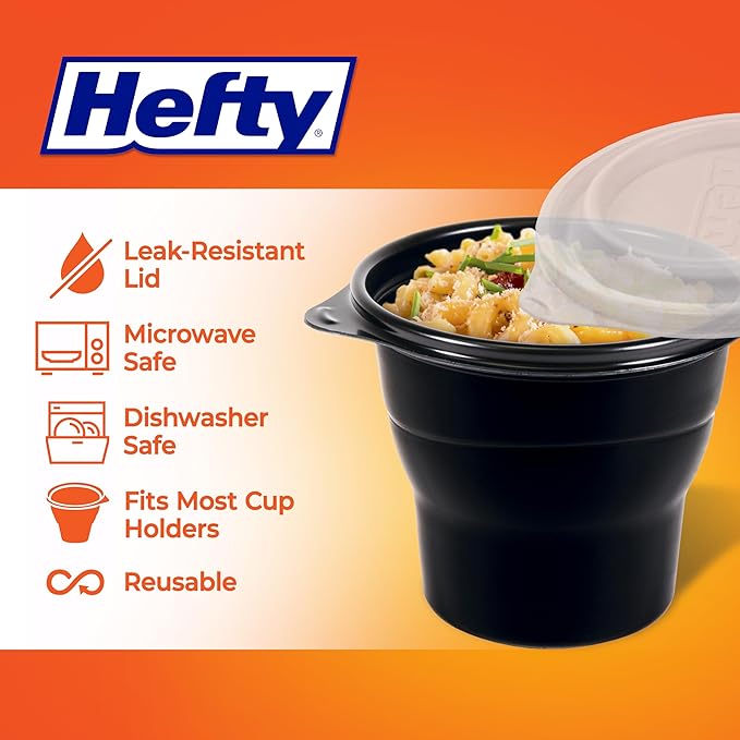 Hefty Multi-Purpose Cups, Reusable Containers with Lids, 16 Ounce Capacity, 4 Count (Pack of 3)