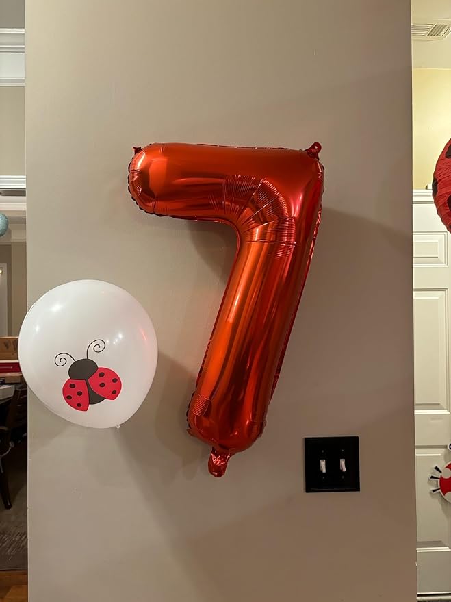 40 inch Number Balloon 0-9 Red Large Number 7 Balloons,Digital Balloons for Birthday Party Celebration Decorations Supplies, Helium Foil Number Balloons for Wedding Anniversary