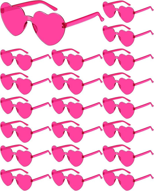 Frienda 20 Pairs Heart Shaped Sunglasses Rimless Candy Color Glasses for Women Men Party Favor
