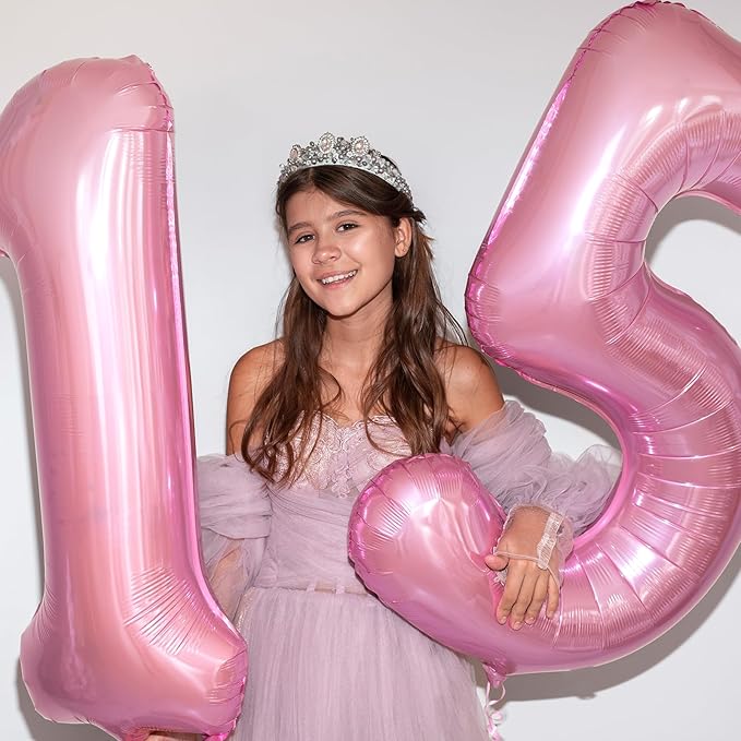 Pastel Pink 10 Balloons, 40 Inch Large Light Pink Foil Number Balloons 0-10, Self-Sealing 10th Birthday Balloon for Girls Women Anniversary Baby Shower Princess Party Decorations Supplies