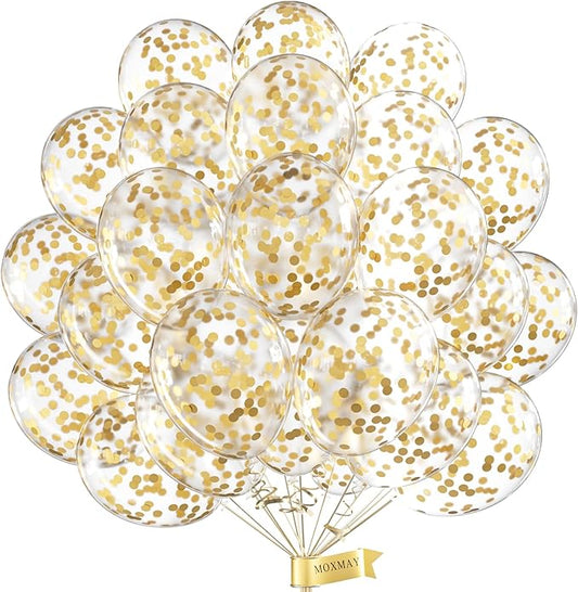 Gold Confetti Balloons - 12inch, 50 Pcs Latex Balloons for Birthday, Wedding, Baby Shower & Christmas Parties