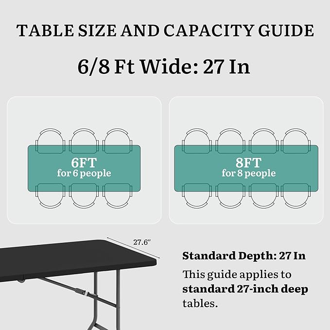 YITAHOME 6ft Folding Tables Heavy Duty Folding Table with Carrying Handle Plastic Fold up Table for Outdoor Camping Picnic Parties/Indoor Events All in Black