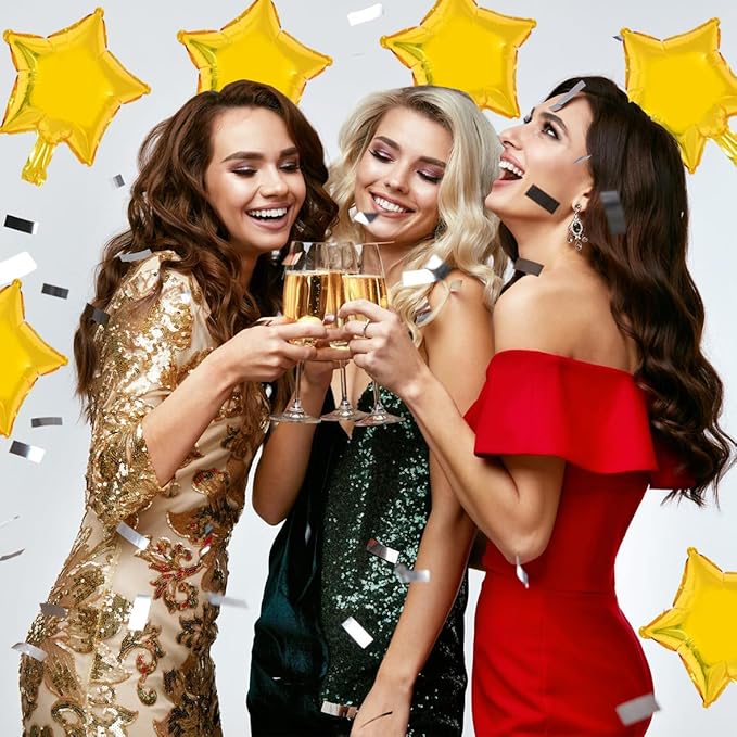 TONIFUL Gold Foil Star Balloons 50Pcs 10 Inch Gold Star Shape Balloons Star Helium Mylar Balloons for Birthday Wedding Baby Shower Anniversary Engagement Party Decorations Supplies