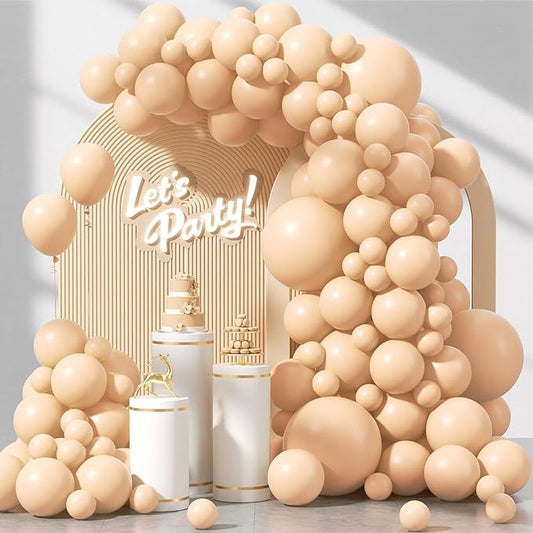 120pcs Nude Balloons, 18 12 10 5 inch Different Sizes Boho Neutral Balloon Arch Kit for Wedding Baby Shower Birthday Party Decorations