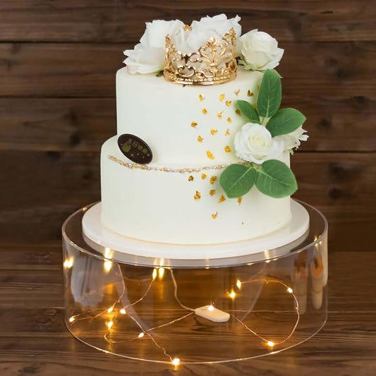 Efavormart 14" Round Clear Acrylic Cake Stand, Transparent Fillable Display Box, Pedestal Riser with Hollow Bottom for Weddings, Parties, Banquets, and Creative Dessert Displays