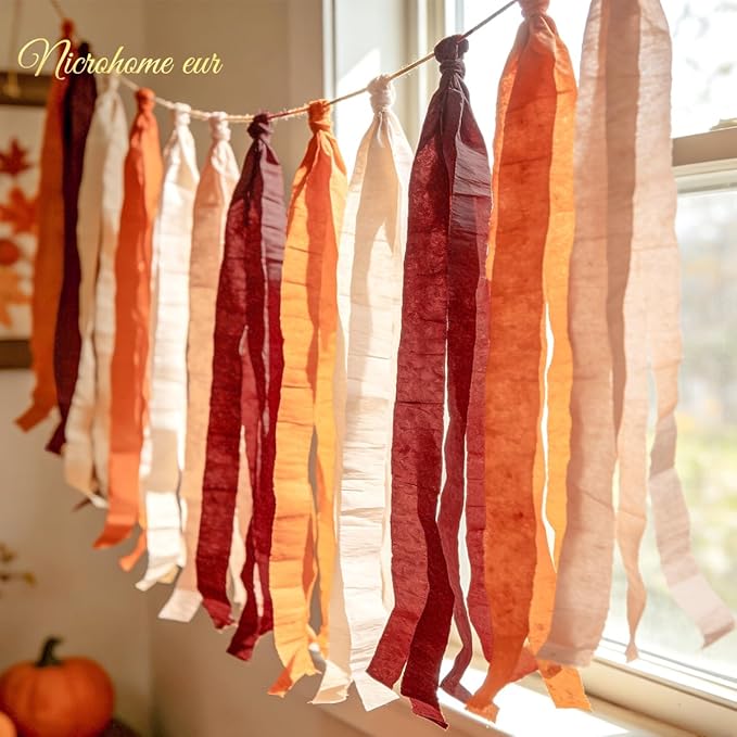 NICROHOME EUR Wedding Decorations, 8 Rolls Rust Orange Brown Crepe Paper Streamers for Rustic Fall Wedding, Bridal Shower, Retro Party, Spring, Summer Decor, Birthday, 82 Ft Long