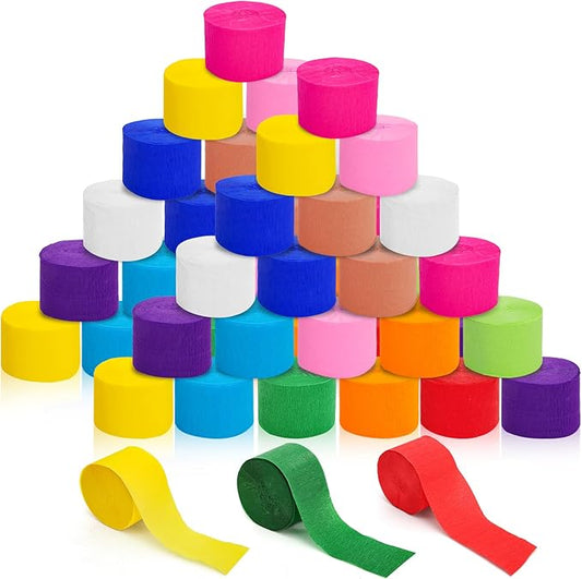 48 Rolls Crepe Paper Streamers, 3936 ft Bright Color Pastel Streamer, Crepe Paper Flower DIY Making Kit, Party Decoration for Baby Shower Wedding Birthday Gift Wrapping (1.8 Inch x 82 ft/Roll)
