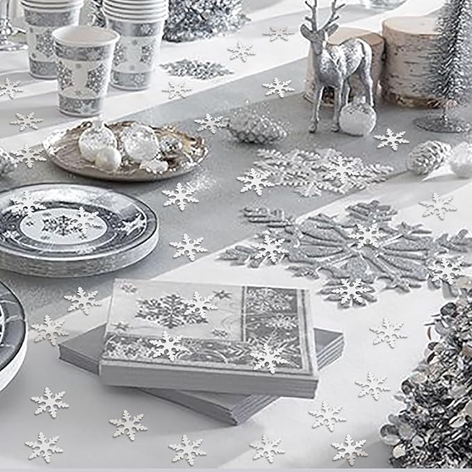 Snowflake Confetti Merry Christmas Max Holiday Party Decoration Table Scatters Confetti Metallic Foil for New Year Wedding Birthday Baby Shower Bridal Shower Festival Theme Party Table Decorations