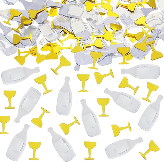 ONLYKXY 15gram Glitter Table Confetti Decor Scatter Bless Confetti Grad Party Decor for Congrats College Graduation Birthday Wedding Party Chocolate Favor Envelope Decal (Gold glass & Silver bottle)