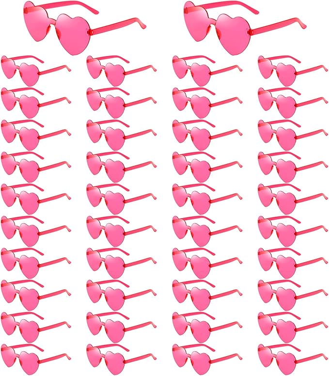 14/42 Pack Heart Sunglasses for Women, Fun Cute Rimless Transparent Candy Color Heart Glasses Party Favors